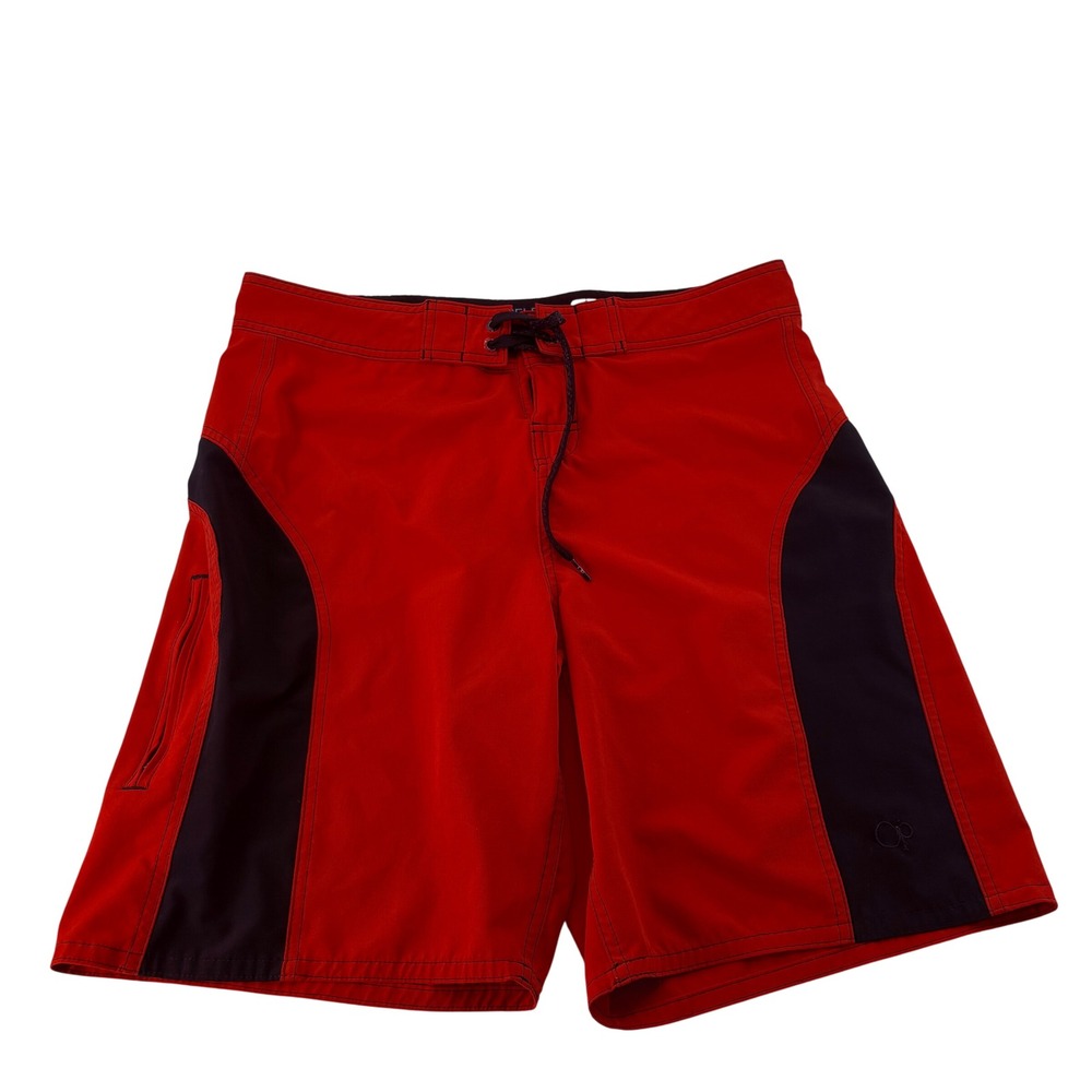 Ocean‎ Pacific OP Men 34 Red Black OPFlex 4-Way Stretch Board Shorts Swim Trunks